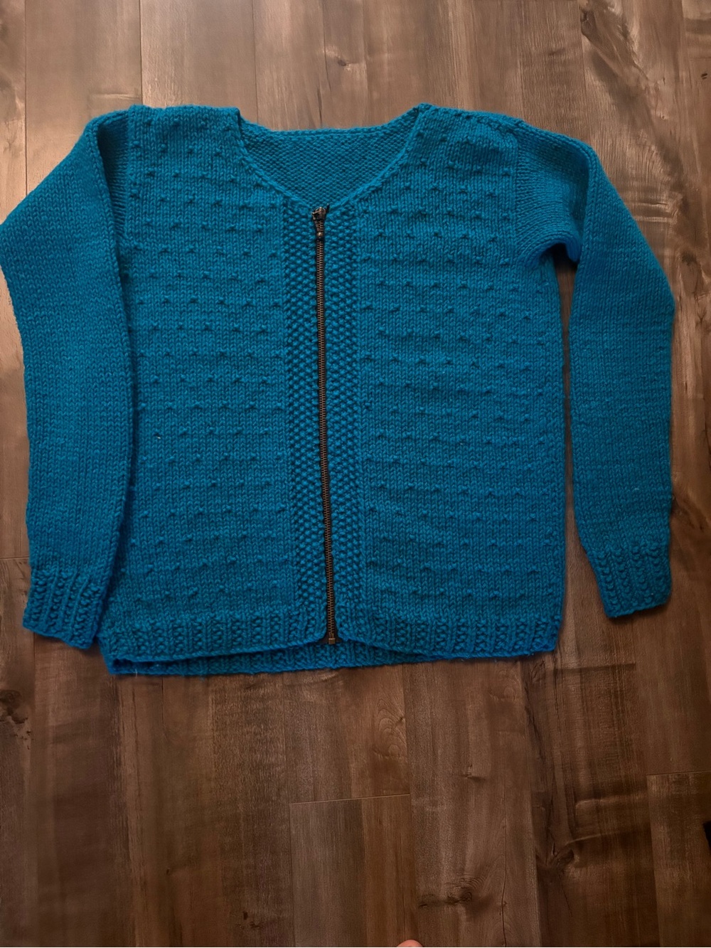 Hand Knit Chunky Zip-Up Cardigan – Women’s Medium – One of a Kind
